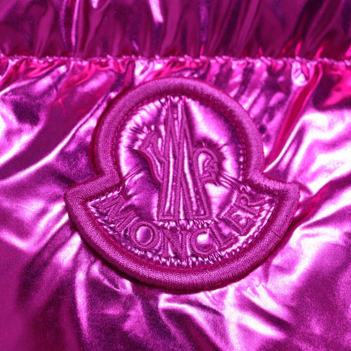 極美品★MONCLER モンクレール 2023年製 BLAVET デカロゴワッペン付 ZIP UP ダウンベスト ピンク 0 ブルガリア製 正規品 レディース