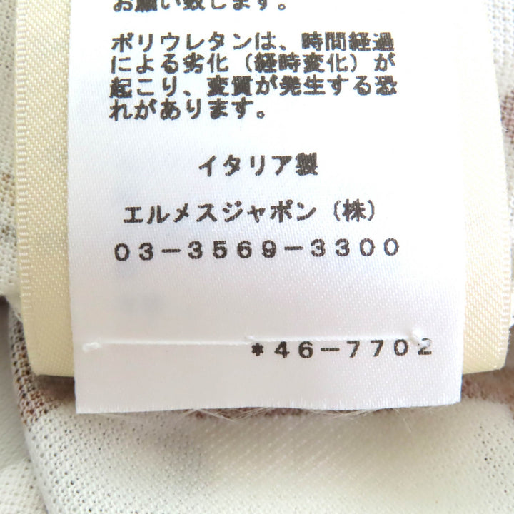 未使用品△HERMES エルメス 24SS 4E4527DN パノプリ・ドゥ・キュイール コットン100％ 鹿の子地 半袖 ワンピース 白 茶 36 正規品 伊製