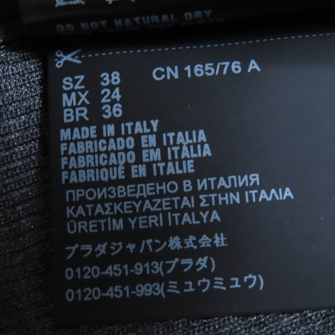 極美品☆PRADA プラダ 2021年製 P24I1L シルク100％ ラインストーン ニット 半袖 ポロシャツ トップス グレー 38 伊製 正規品 レディース
