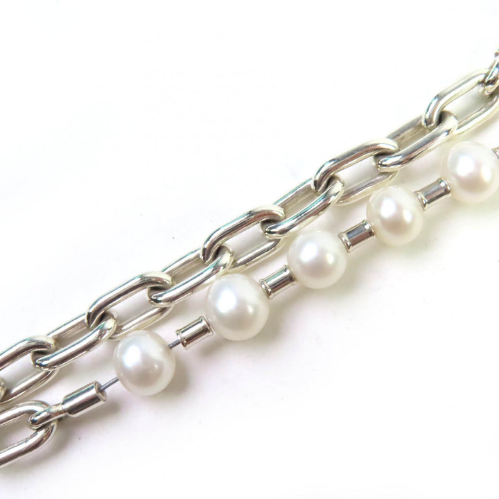 美品☆TIFFANY&amp;Co. ティファニー ハードウェア パール ロック ブレスレット ミディアム AG925 シルバー 重量53g レディース 定価423500円