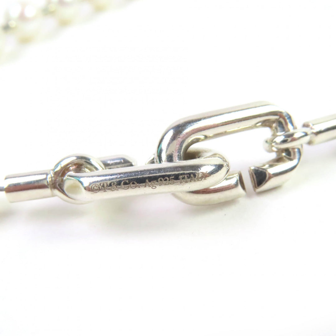 美品☆TIFFANY&amp;Co. ティファニー ハードウェア パール ロック ブレスレット ミディアム AG925 シルバー 重量53g レディース 定価423500円