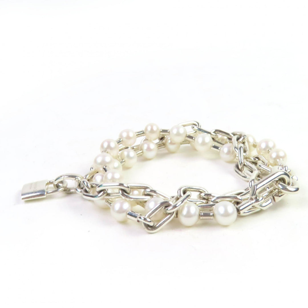 美品☆TIFFANY&amp;Co. ティファニー ハードウェア パール ロック ブレスレット ミディアム AG925 シルバー 重量53g レディース 定価423500円