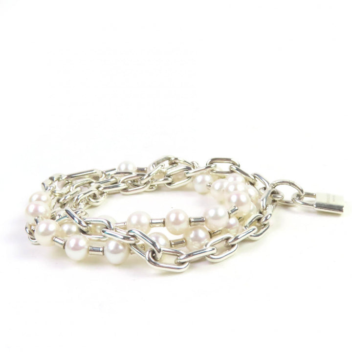 美品☆TIFFANY&amp;Co. ティファニー ハードウェア パール ロック ブレスレット ミディアム AG925 シルバー 重量53g レディース 定価423500円