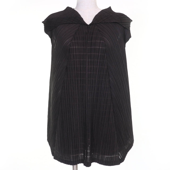 極美品☆PLEATS PLEASE プリーツプリーズ イッセイミヤケ PP01-JT623 切替デザイン Aライン チュニック ダークブラウン 3 正規品