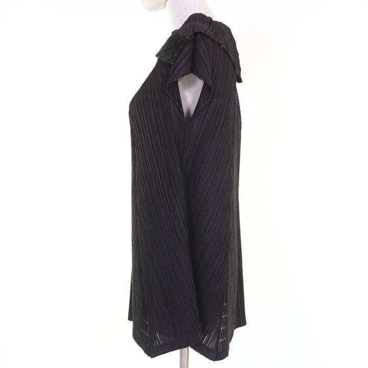 極美品☆PLEATS PLEASE プリーツプリーズ イッセイミヤケ PP01-JT623 切替デザイン Aライン チュニック ダークブラウン 3 正規品