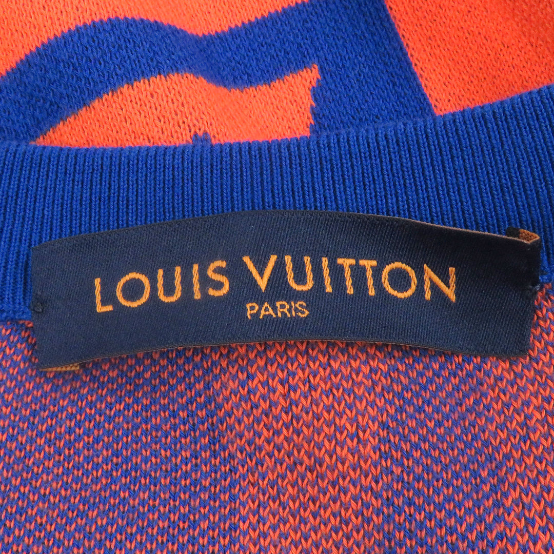 極美品□LOUIS VUITTON ルイヴィトン 23SS ジャズフライヤー ショートスリーブ 半袖ニット オレンジ ブルー XL イタリア製 正規品 メンズ