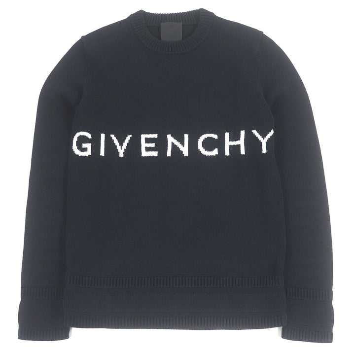 美品□GIVENCHY ジバンシィ 22SS BM90G9401M コットン100％ 4Gロゴ ロングスリーブ 長袖ニット セーター ブラック S 正規品 メンズ