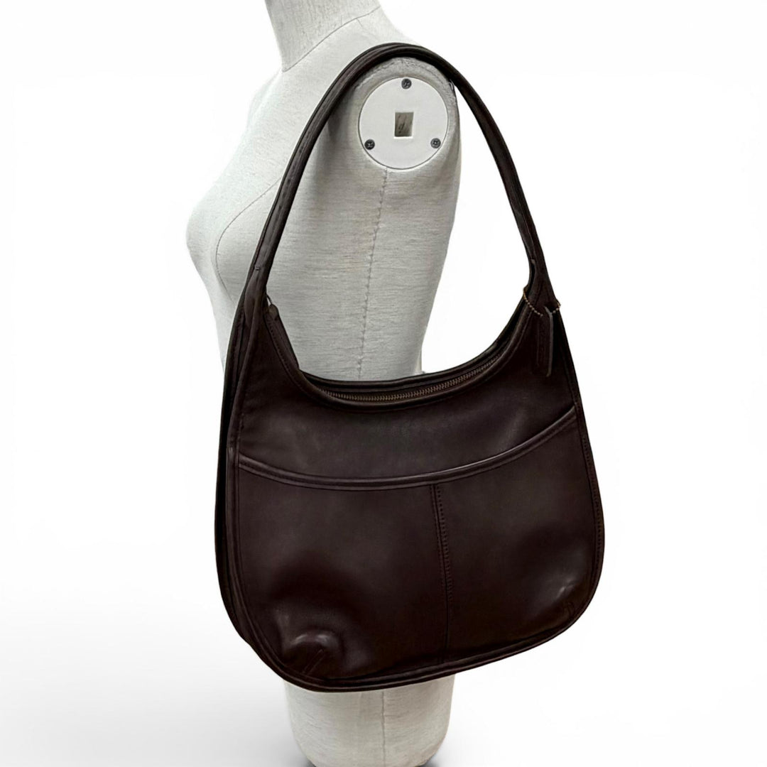 美品◇COACH オールドコーチ 9033 エルゴ 希少 チャーム付き グローブレザー セミショルダー ワンショルダーバッグ ブラウン レディース