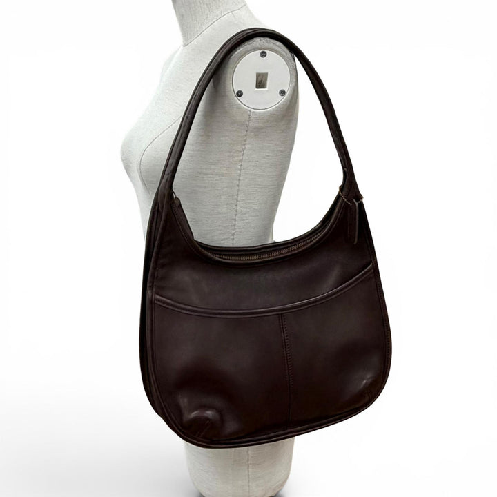 美品◇COACH オールドコーチ 9033 エルゴ 希少 チャーム付き グローブレザー セミショルダー ワンショルダーバッグ ブラウン レディース