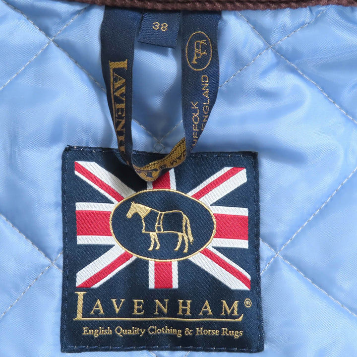 極美品◇LAVENHAM ラベンハム ロゴボタン コーデュロイパイピング キルティング ジャケット ブラウン 38 英国製 正規品 レディース