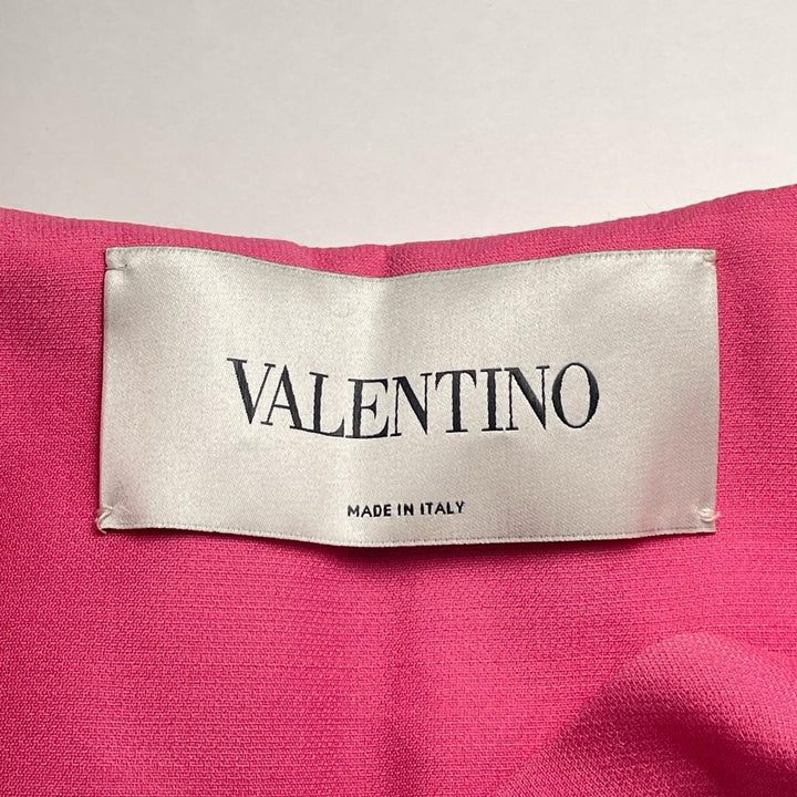 極美品▲VALENTINO ヴァレンティノ ウール シルク混 バックオープン プリーツ フレンチスリーブ ワンピース ピンク 42 イタリア製 正規品