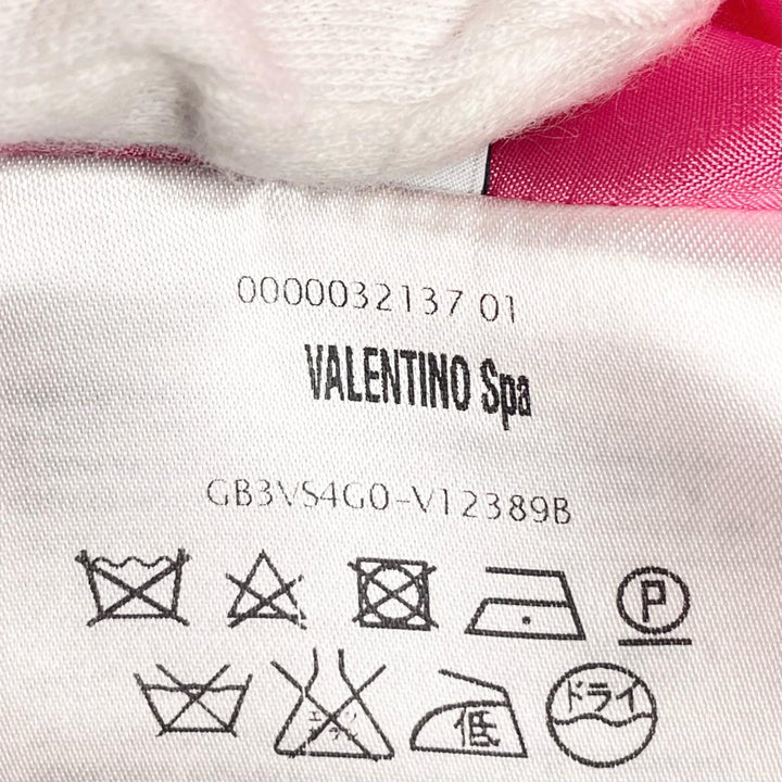 極美品▲VALENTINO ヴァレンティノ ウール シルク混 バックオープン プリーツ フレンチスリーブ ワンピース ピンク 42 イタリア製 正規品
