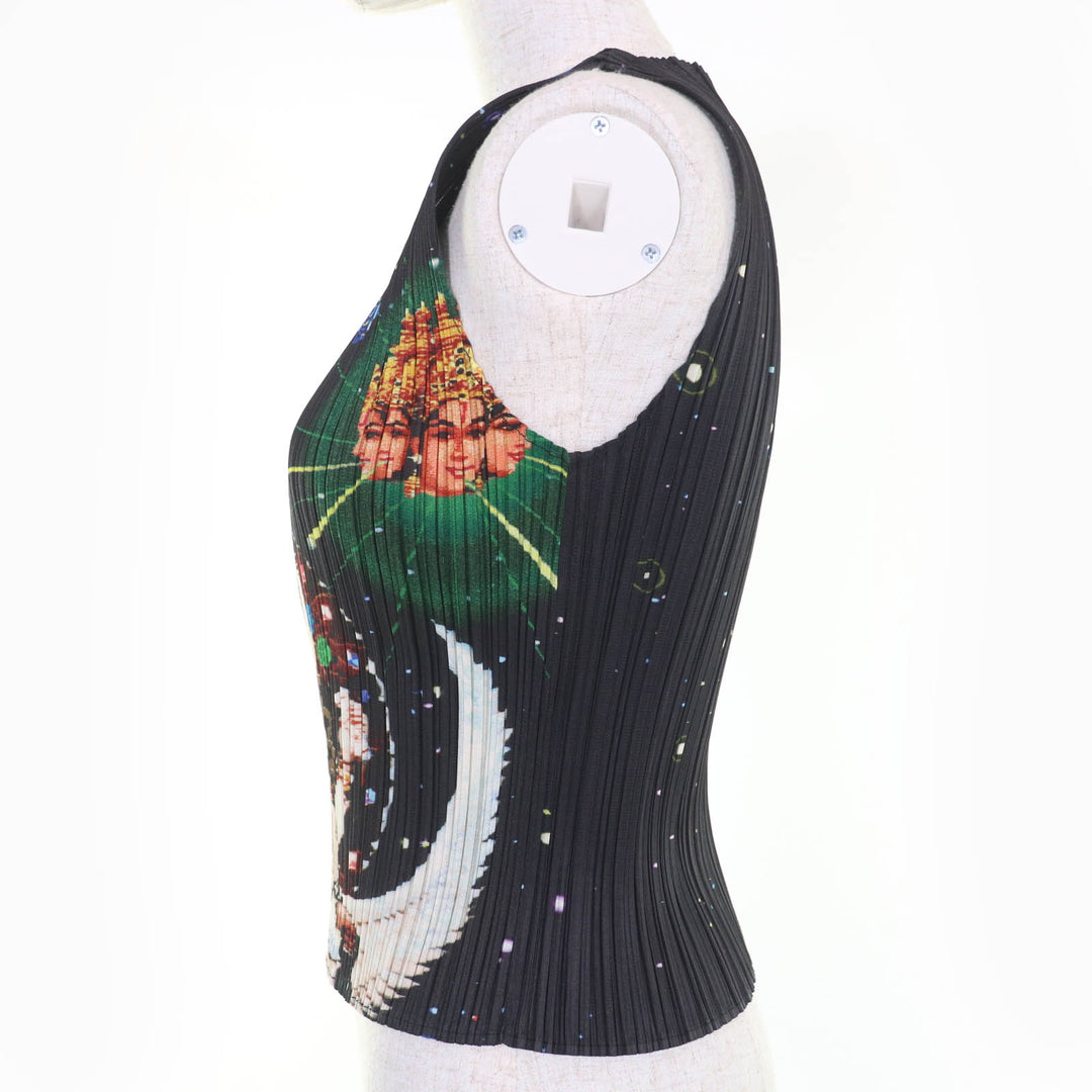 極美品☆PLEATS PLEASE プリーツプリーズ イッセイミヤケ PP02-JK101 横尾忠則コラボ ミレニアムクリシュナ 宇宙 カットソー 3　正規品