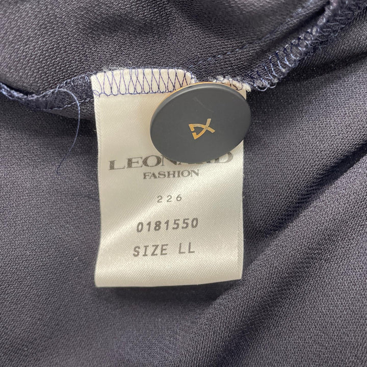 美品▲LEONARD FASHION レオナール ファッション 181550 花柄 ロゴボタン付き シャツ ジャケット ネイビー LL 日本製 正規品 レディース