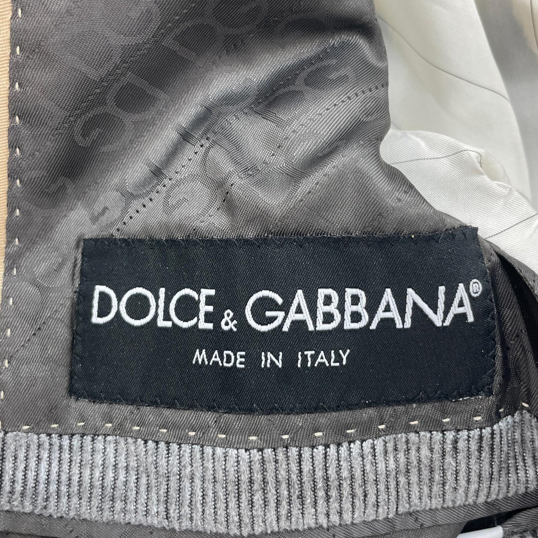 極美品▲DOLCE&amp;GABBANA ドルチェ＆ガッバーナ GOLD シルク混 ナローラペル シングル テーラードジャケット グレー 44 伊製 正規品