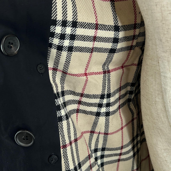 良品▲BURBERRY LONDON バーバリーロンドン 裏地ノバチェック ライナー付き 2WAY トレンチコート ブラック 46 日本製 正規品 レディース