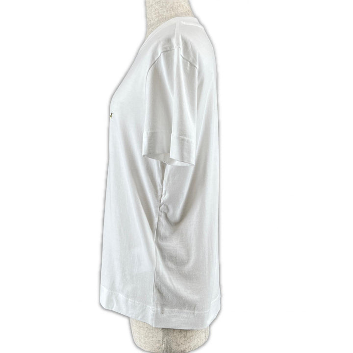 極美品▲GIVENCHY ジバンシィ BW70AS3YP7 コットン100％ クルーネック フローラル ロゴ刺繍 半袖Ｔシャツ ホワイト S 正規品 レディース