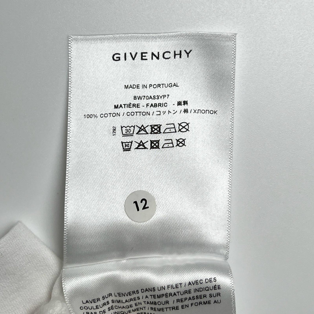 極美品▲GIVENCHY ジバンシィ BW70AS3YP7 コットン100％ クルーネック フローラル ロゴ刺繍 半袖Ｔシャツ ホワイト S 正規品 レディース