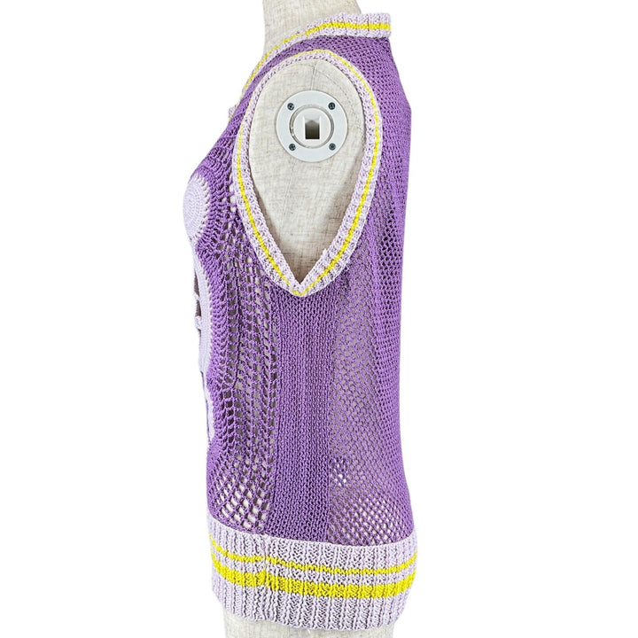 未使用品▲PATOU パトゥ KN05180335035 コットン100％ ハンドメイド クロシェ ベスト パープル S レディース タグ付き 定価148500円