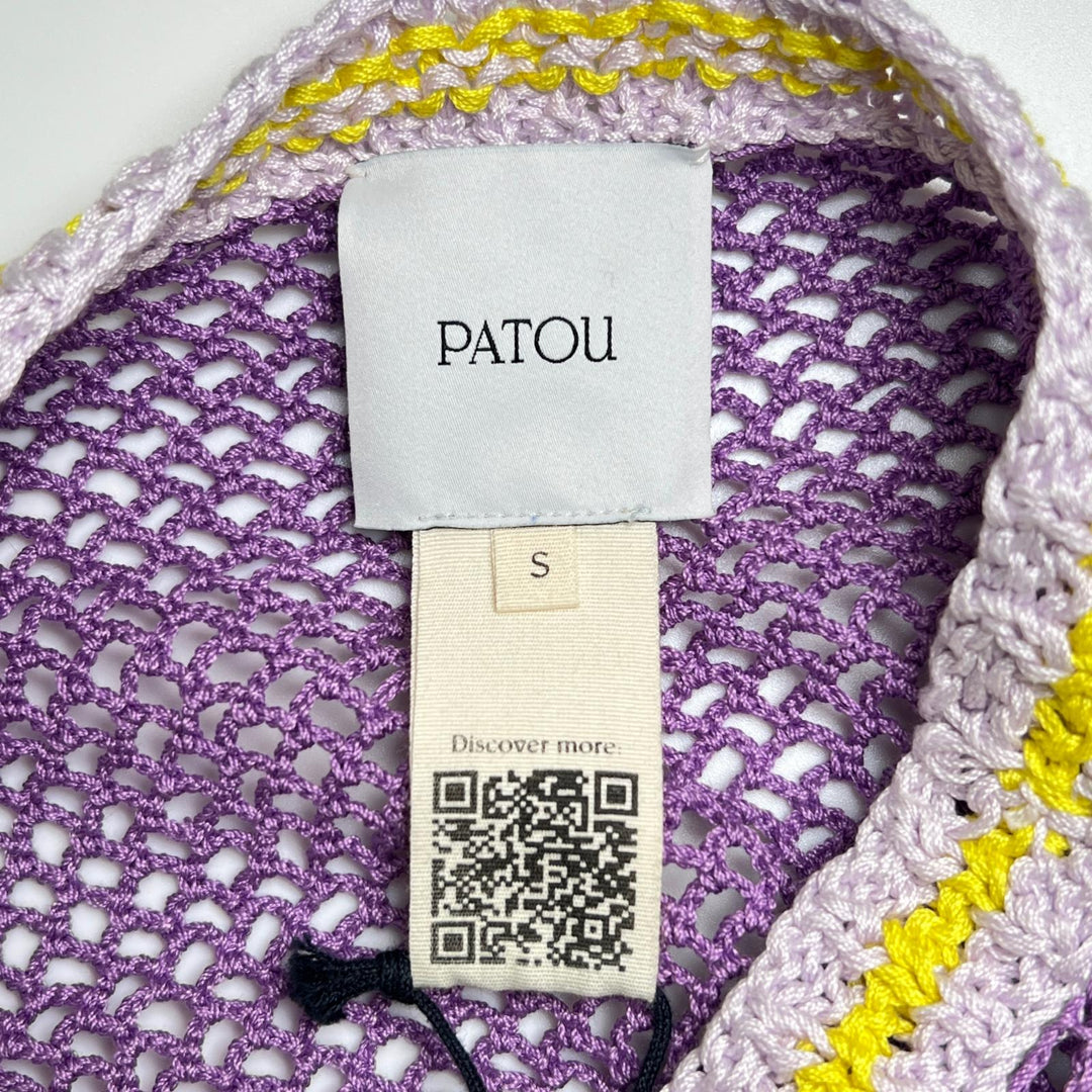 未使用品▲PATOU パトゥ KN05180335035 コットン100％ ハンドメイド クロシェ ベスト パープル S レディース タグ付き 定価148500円