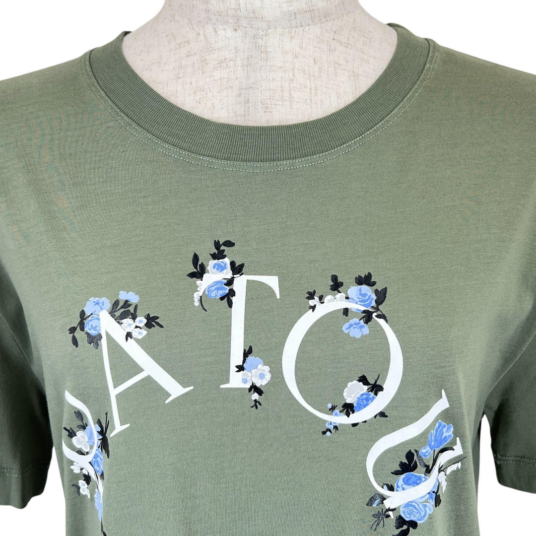 極美品▲PATOU パトゥ 22SS オーガニックコットン100％ フローラルロゴ 半袖Ｔシャツ グリーン XS 正規品 レディース