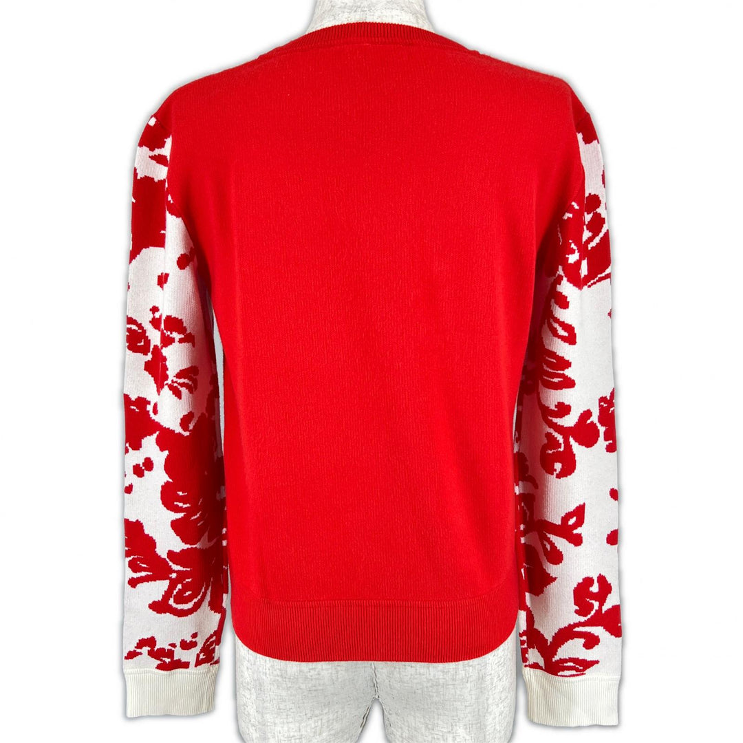 極美品▲RED VALENTINO レッドヴァレンティノ フローラル クルーネック 長袖 ニット セーター レッド S 正規品 レディース