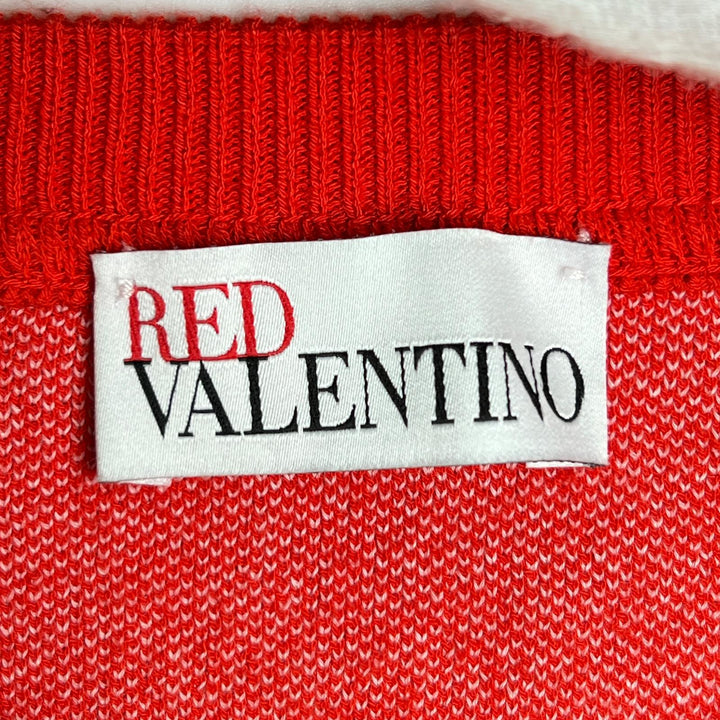 極美品▲RED VALENTINO レッドヴァレンティノ フローラル クルーネック 長袖 ニット セーター レッド S 正規品 レディース