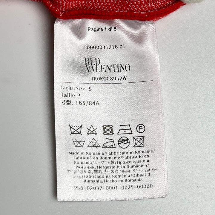 極美品▲RED VALENTINO レッドヴァレンティノ フローラル クルーネック 長袖 ニット セーター レッド S 正規品 レディース