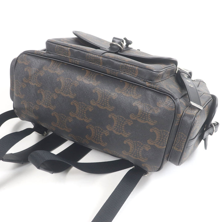 極美品□CELINE セリーヌ 11181 コーティングキャンバス トリオンフ 総柄 リュックサック デイパック ブラック ブラウン 保存袋付 メンズ