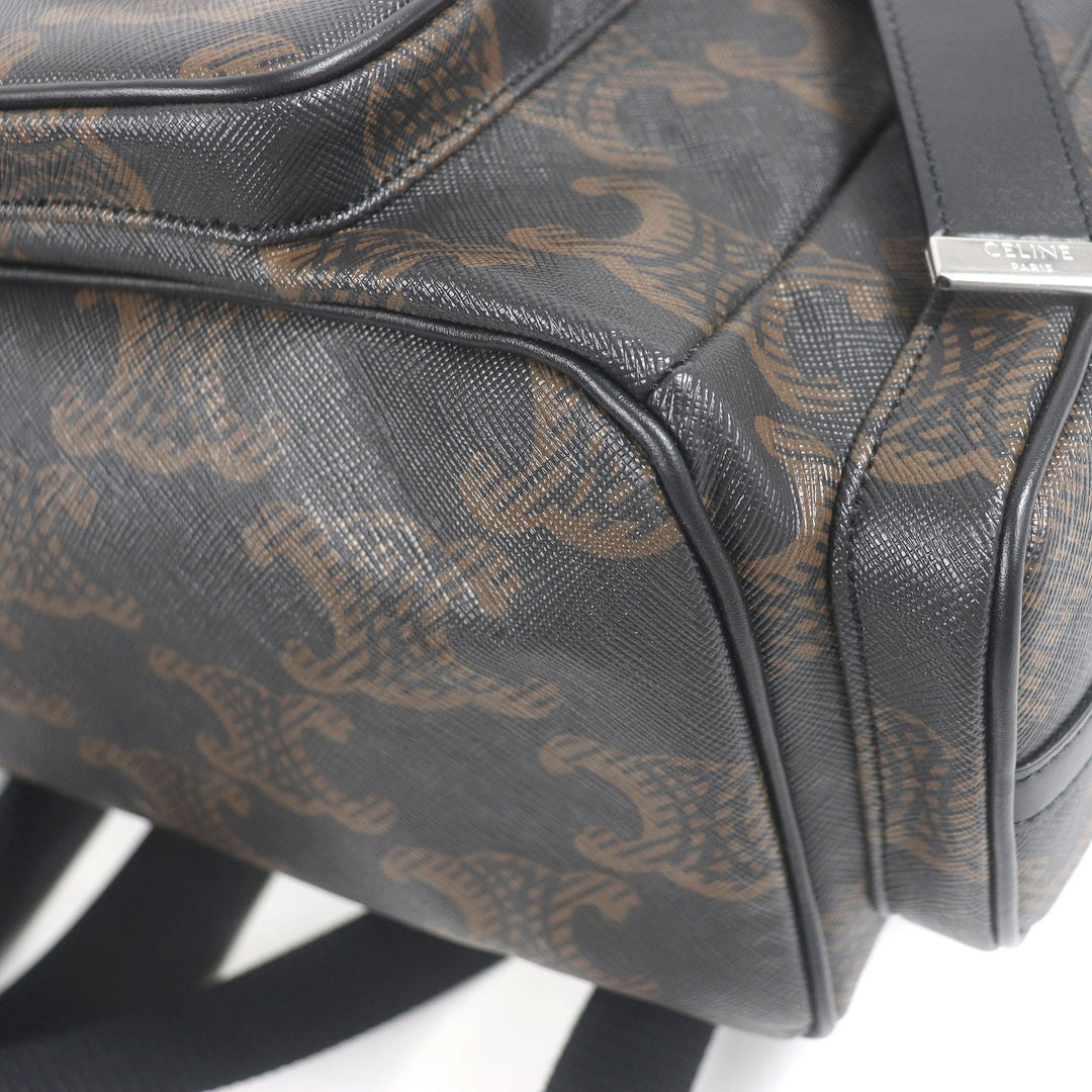 極美品□CELINE セリーヌ 11181 コーティングキャンバス トリオンフ 総柄 リュックサック デイパック ブラック ブラウン 保存袋付 メンズ