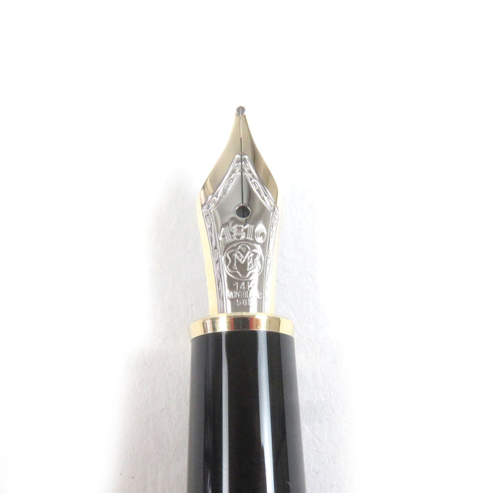 美品□MONTBLANC モンブラン マイスターシュテュック クラシック ペン先14K Mニブ キャップ式 万年筆 ブラック ゴールド ドイツ製 メンズ