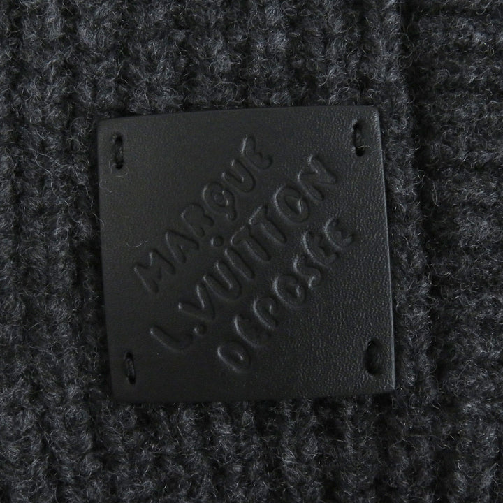 極美品□LOUIS VUITTON ルイヴィトン 25SS カシミヤ混 ショールカラー ロゴレザーパッチ カーディガン グレー L イタリア製 正規品