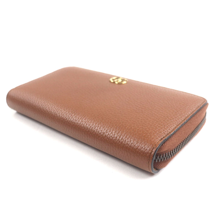 未使用品▼GUCCI グッチ 739499 バンブー GGマーモント ラウンドファスナー レザーウォレット 長財布 ブラウン ゴールド金具 箱付 メンズ