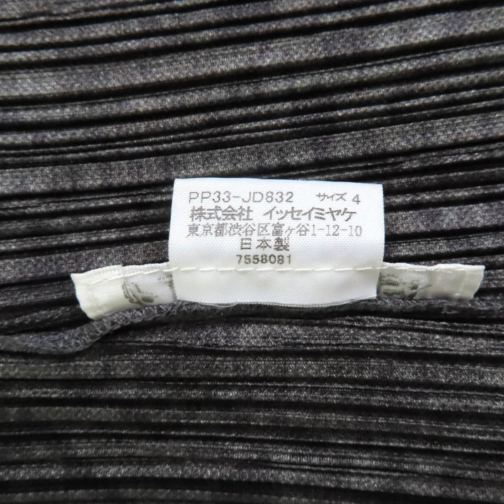 極美品◇PLEATS PLEASE プリーツプリーズ イッセイミヤケ PP33-JD832 パイソン柄 開襟 長袖シャツ グレー 4 日本製 正規品 レディース