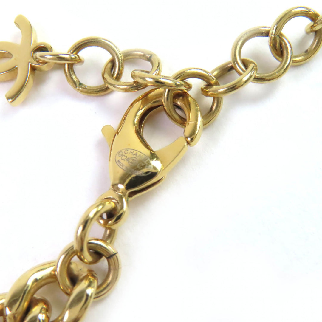 美品△CHANEL シャネル C24C ココマーク スター 星 ラメ パール チョーカー ネックレス アクセサリー ゴールド ホワイト 伊製 レディース