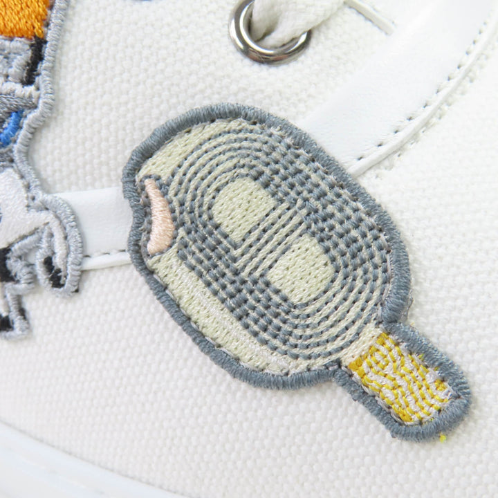 未使用品☆HERMES エルメス 2024年製 イノサン キャンバス レザー 刺繍パッチ ローカットスニーカー 白 38.5 レディース 定価127600円