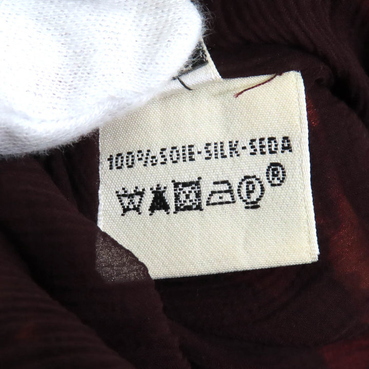 美品★HERMES エルメス シルク100％ レオパード柄 長袖 ロングワンピース オレンジ ブラック 36 フランス製 レディース