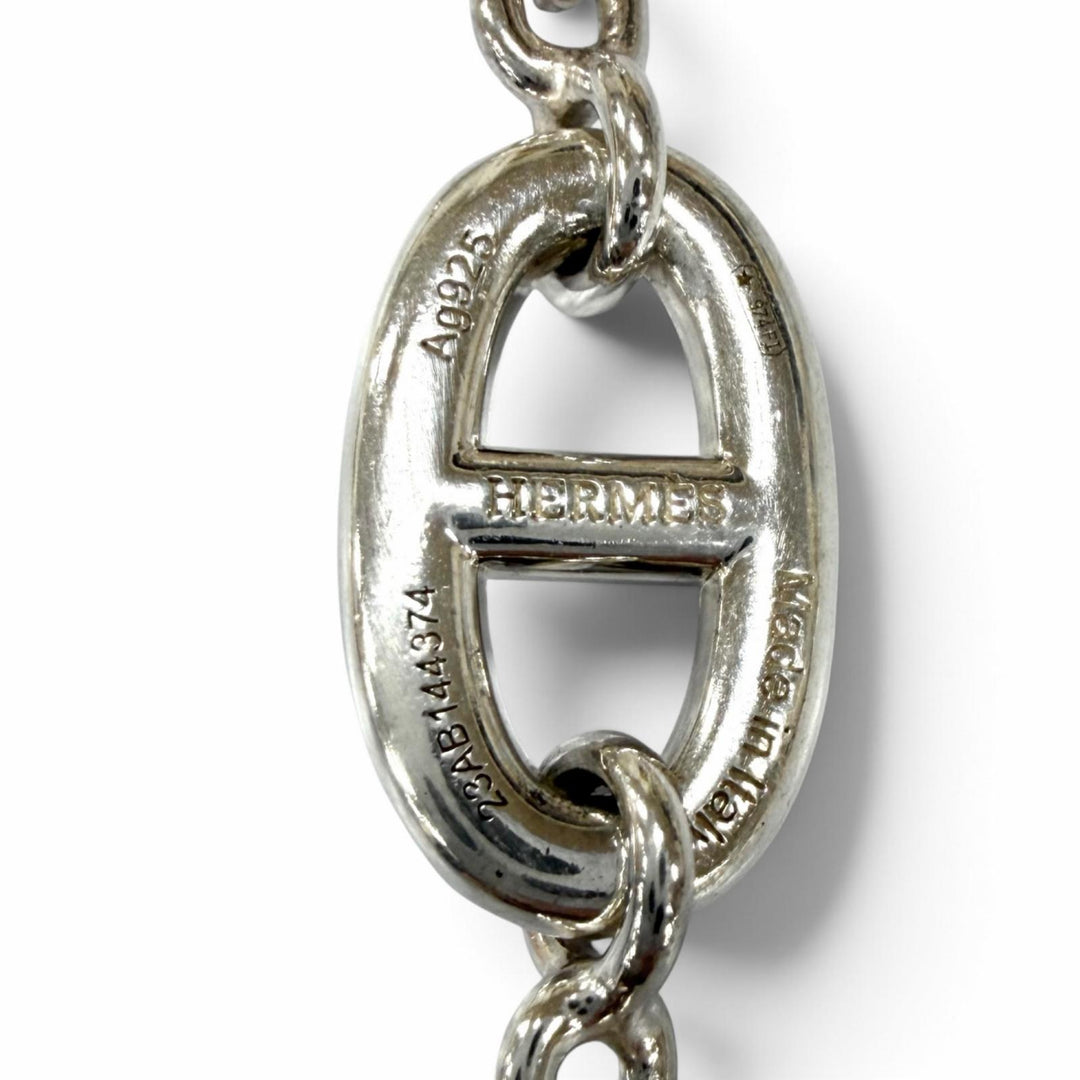 美品★HERMES エルメス 2023年製 AG925 シェーヌダンクル ファランドール ロング ネックレス シルバー イタリア製 重量135.4g レディース