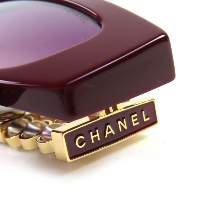 極美品△CHANEL シャネル 5544-A ココマーク オーバル シェイプ アイウェア サングラス バーガンディ ゴールド 53□17 140 デモレンズ