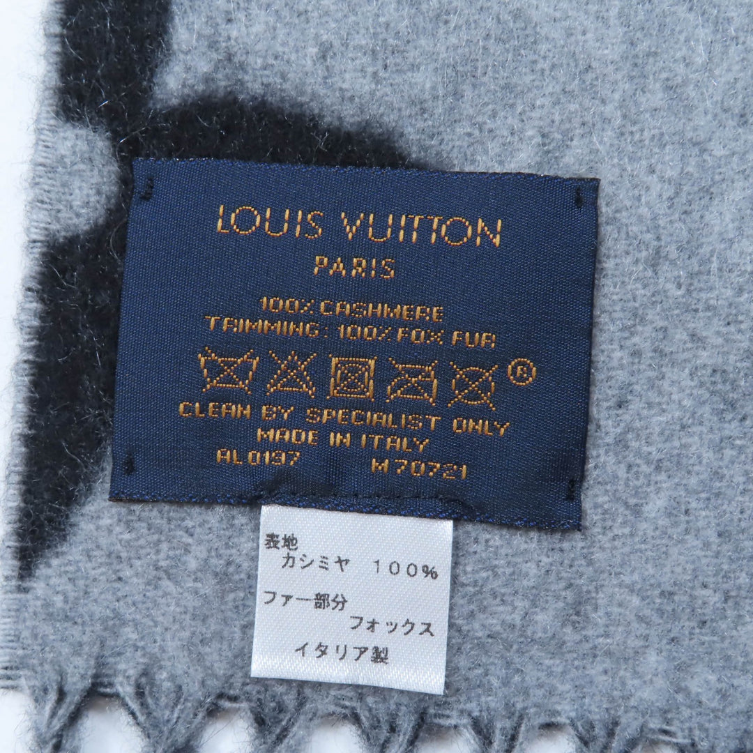 極美品☆LOUIS VUITTON ルイヴィトン 2017年製 M70721 エシャルプ レイキャビック フォックスファー カシミヤ100％ マフラー 正規品