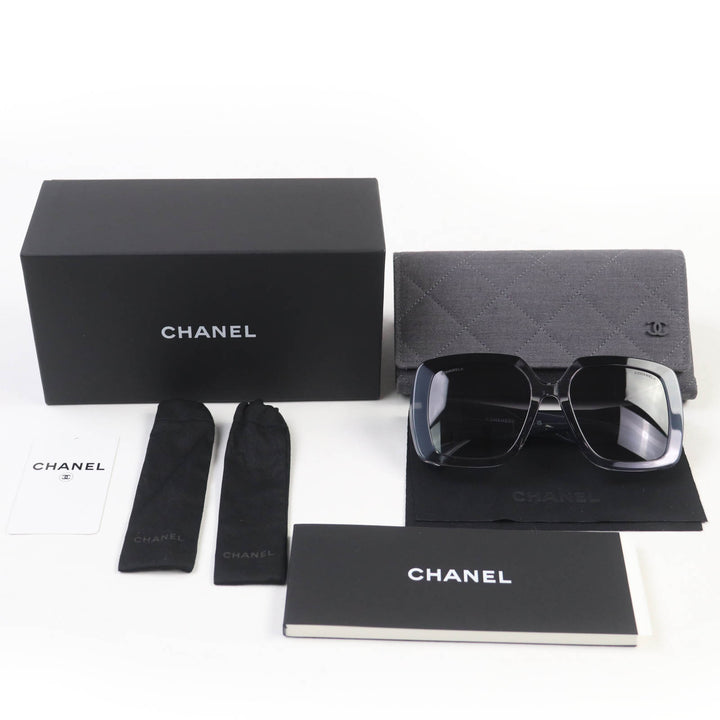 極美品☆CHANEL シャネル 71685A ココマーク アイウェア サングラス グレー ブラック クリアグレー 箱・ケース付 イタリア製 レディース