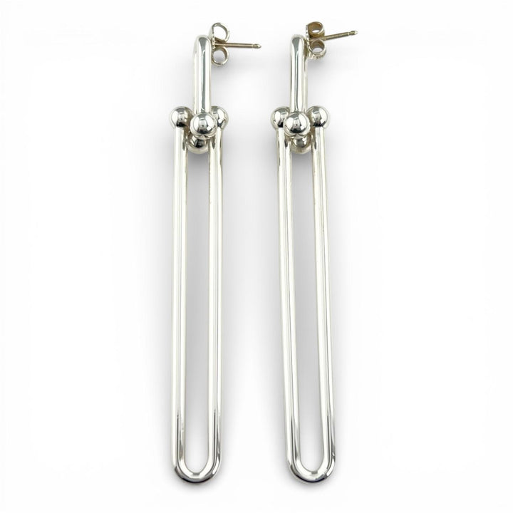 美品▲TIFFANY&amp;Co. ティファニー ハードウェア ダブルロング リンク ピアス AG925 シルバー イタリア製 重量20g レディース
