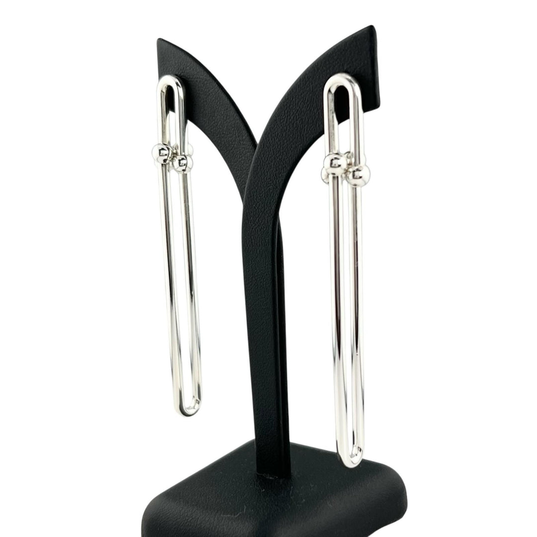 美品▲TIFFANY&amp;Co. ティファニー ハードウェア ダブルロング リンク ピアス AG925 シルバー イタリア製 重量20g レディース