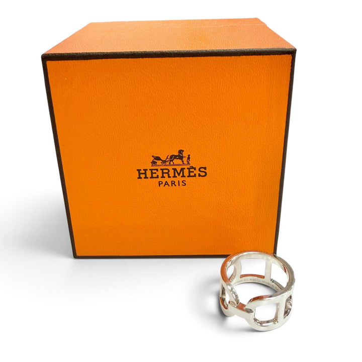 美品△HERMES エルメス 2024年製 エヴァーシェーヌダンクル リング 指輪 AG925 シルバー 50 JP10号 イタリア製 重量5.7g レディース