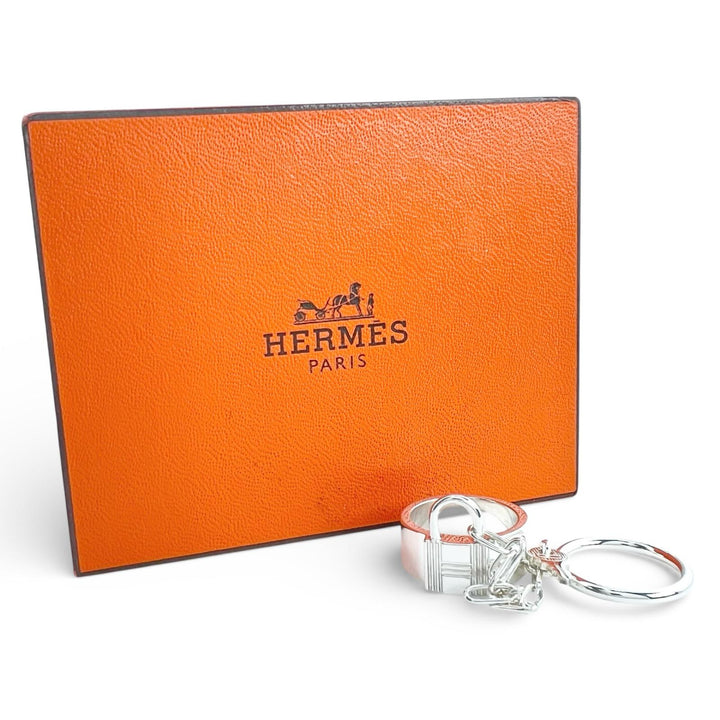 美品▲HERMES エルメス 2018年製 アルファケリー ダブル リング 指輪 AG925 シルバー 51 日本サイ11号相当 ケース付 重量12.3g レディース