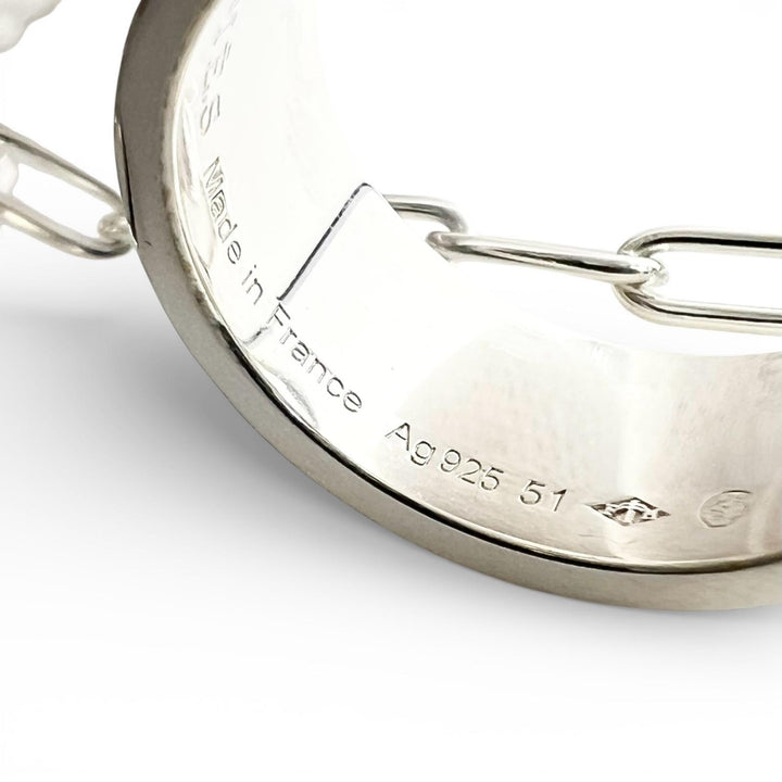美品▲HERMES エルメス 2018年製 アルファケリー ダブル リング 指輪 AG925 シルバー 51 日本サイ11号相当 ケース付 重量12.3g レディース