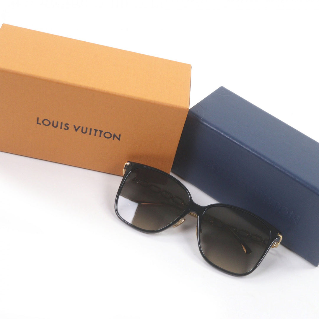 美品□ルイヴィトン 2024年製 Z1911U サングラス･マイ LV チェーン トゥー･クラシック スクエア ブラック 62□15 伊製 定価90200円