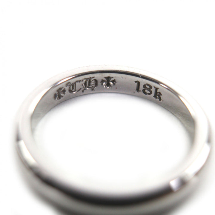 極美品▼CHROME HEARTS クロムハーツ ウェディングバンド K18WG リング・指輪 シルバー 日本サイズ8号相当 重量4.2g レディース
