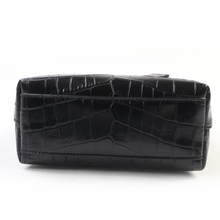 極美品☆SAINT LAURENT PARIS サンローランパリ ミニ トイ ショッピング レザー クロコ型押し 2WAY ハンド・ショルダーバッグ ブラック