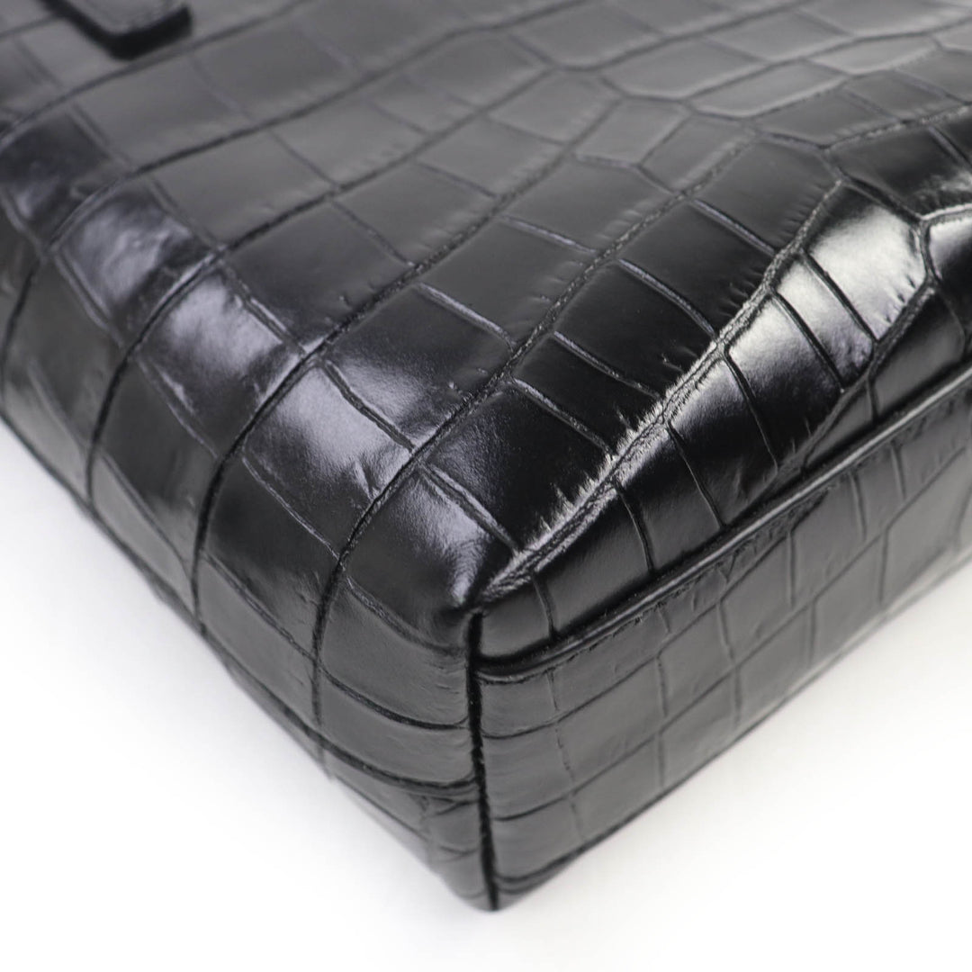 極美品☆SAINT LAURENT PARIS サンローランパリ ミニ トイ ショッピング レザー クロコ型押し 2WAY ハンド・ショルダーバッグ ブラック